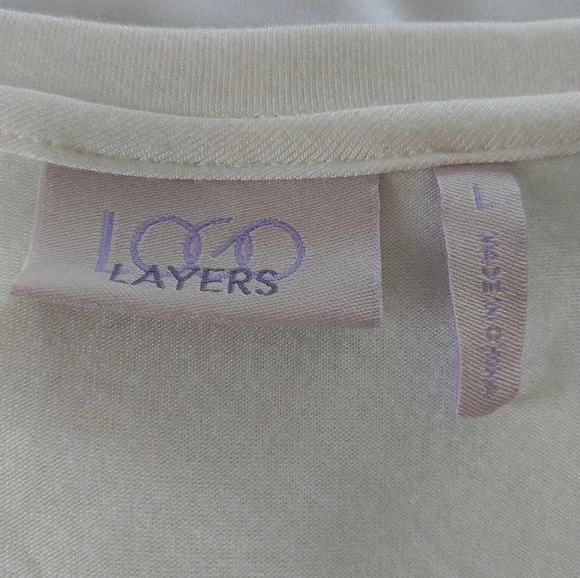 LOGO Layers by Lori Goldstein Sleeves Tunic Top with Accordion Pleated Trim L - Picture 12 of 12
